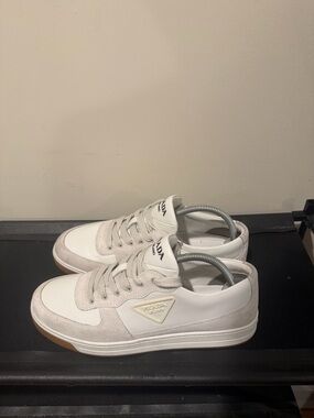 Prada Men’s White and Light Gray Low-Top Sneakers